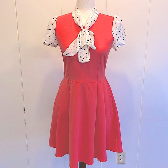 Smak Parlour Pinup Retro Dress Medium Coral Excellent Condition Pockets